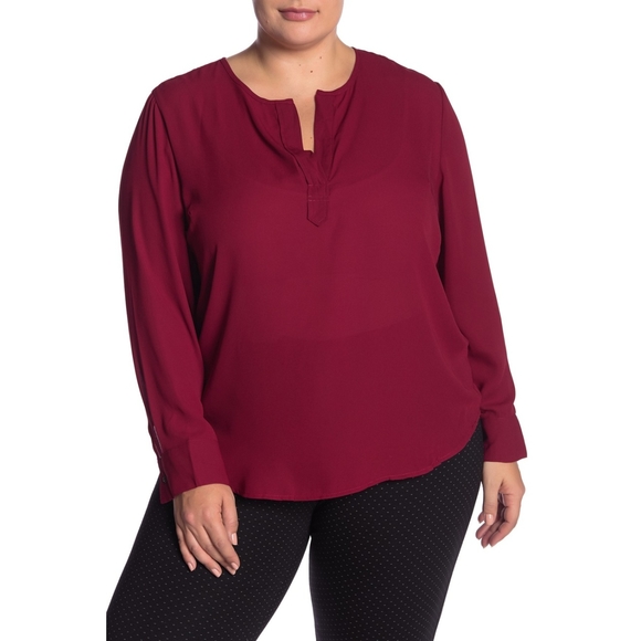 Catherine Malandrino Tops - Catherine Malandrino Split Neck Chiffon Blouse 1X